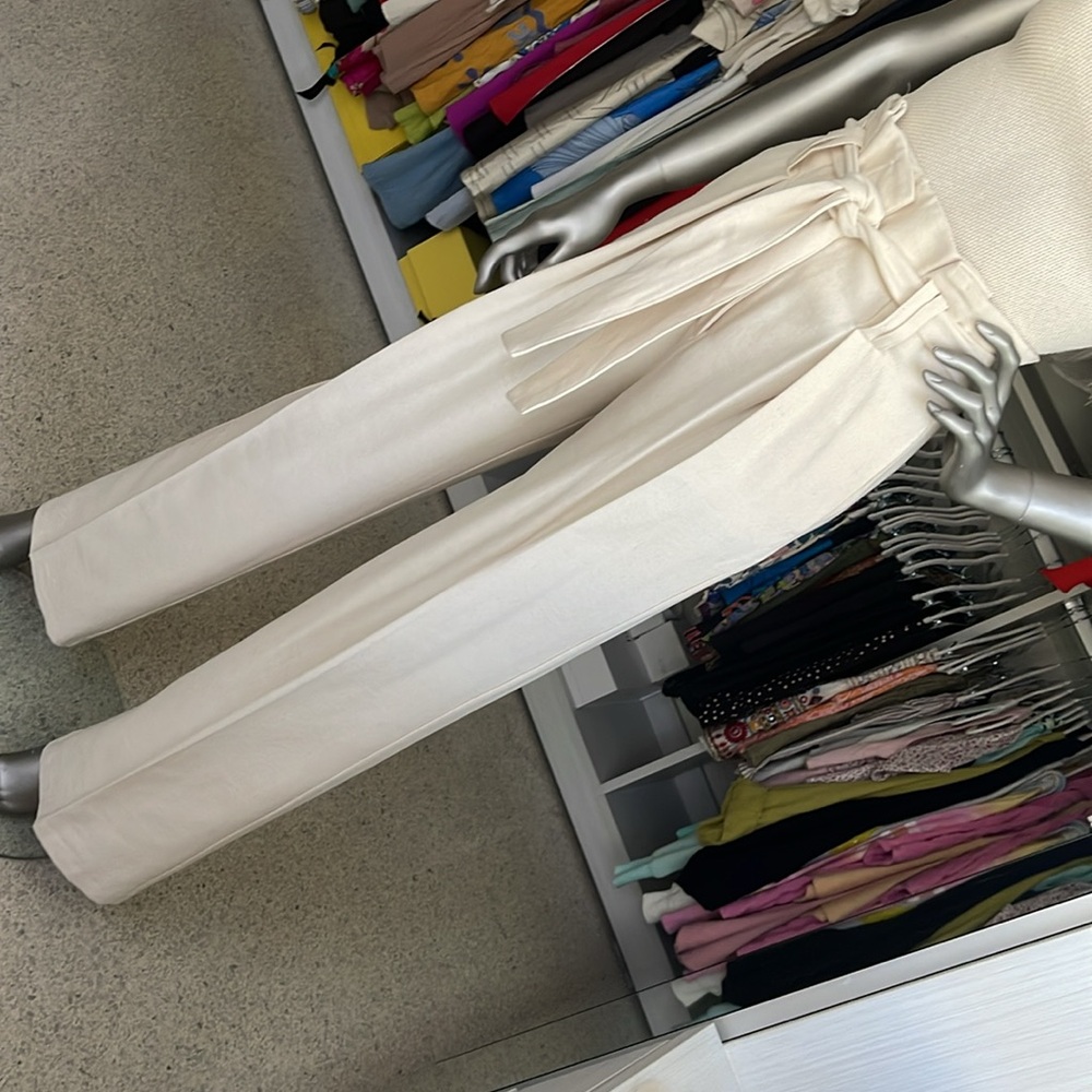 Zara Cream Wide Leg Jumpsuit with Paper-Bag Waist - Picture 4 of 12